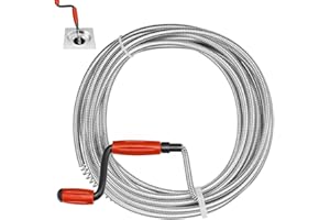 XZMCAT Furet Deboucheur Canalisation, Furet Canalisation, Furet Déboucheur avec Manivelle, pour Le Nettoyage des Cuvettes de Toilettes et des Tuyaux de Cuisine, 5 m x 6 mm