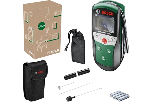 Bosch Caméra d'inspection UniversalInspect (Endoscope d'un diamètre de 8 mm, Longueur Flexible de 0,95 m, Fonction mémoire intégrée, dans boîte Carton pour e-Commerce)