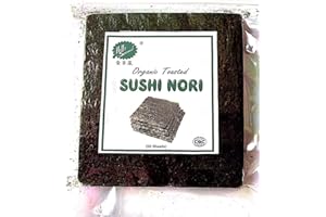 sushi nori bio grillé, organic toasted sushi nori seaweed 50 sheets/pack (3bag (150 sheets))