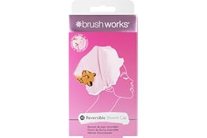 Brushworks Dwustronny czepek prysznicowy - wzór w panterkę