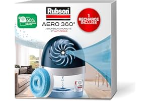 Rubson - Absorbeur d'Humidité Aero 360 pour pièces de 20 m² – Déshumidificateur d'air anti-odeurs et anti-moisissures – 1 recharge neutre de 450 g incluse