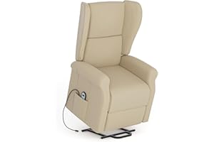 FiveWillowise Fernsehsessel mit Aufstehhilfe, Elektrisch Relaxsessel für ältere Menschen, Liegesessel mit Leinenoptik, TV-Sessel mit Liegefunktion, Fernbedienung, Liegestühle, Loungesofa, Cremeweiß