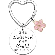 Portachiavi Ispirazionale JETTOP 'She Believed She Could So She Did' - Regalo Donne In Argento - 2