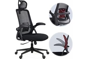 Realm of Thrones CAPTAIN Ergonomic Office Chair for Home, Heavy Duty Steel Base, Versatile Flip-up Armrests, Adjustable Lumbar Support, Mesh Back Comfort Cushion Seat for Computer Desk/Gaming (Black)