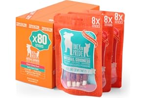 PACK'N PRIDE Dog Treats, 10 Pack*90g (900g) Dog Chews, Chewy Twists with Chicken&Duck, Low Fat Natural Dog Treats for Small&Medium Dogs