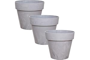 ‎IDEA-STATION idea-station Blumentopf Set 3 x 14 cm - hellgrau - Beton-Optik - Übertöpfe aus Plastik