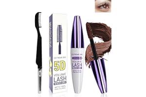 LYSDEFEU 5D Silk Fiber Mascara Volume et Longueur with brosse a cils, Waterproof et Longue Tenue avec une Définition Précise, Fast Dry False Lash Effect, Créer un Maquillage des Yeux Charmant pour Femme-02brun
