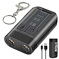 NALACAL Keyring Torch, LED Super Bright Flashlight with Clip, EDC Torch with UV Light & 9 Lighting Modes for Emergency, USB C Rechargeable Pocket Torch with Magnetic Base [Energy Class A+++]