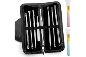 Set di 10 kit di eliminazione acne, rimozione di spinette SourceTon, estrattore per sala da pranzo, attrezzi per rimozione macchie di acne in acciaio inossidabile e spazzola in silicone