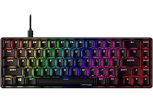 HYPERX 4P5D6AA Alloy Origins 65-Mechanical Gaming Keyboard-Ultra Compact 65% Form Factor – Red Switch (Linear)-Double shot PBT keycaps-RGB LED Backlit - Side Printed Secondary Functions,Black
