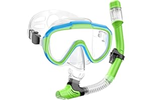 Lealinga Snorkel Set Kids 6-14 Anti-Fog Panoramic View Kids Snorkel Set Dry Top Snorkel Mask for Kids with Travel Bag Diving Set for Snorkeling Scuba Diving Swimming Travel