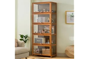 Hynbdes Acrylic Display Cabinet, Living Room Display Cabinet, Showcase, Tough Texture, Sealed and Dustproof, Suitable for Various Scenarios (5 Tiers Brown 80 * 33 * 172 Transparent on 3 Sides)