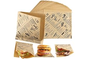 PIQIUQIU 150 pezzi di carta per hamburger, 15 x 15 cm, carta sandwich, fogli di carta Deli, impermeabili e resistenti all'olio, per panini e patatine, fritte e snack
