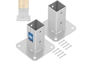 KOTARBAU® Set di 2 Supporto per Pali Quadrati 50 x 50 mm Zincato con Bullonei Manicotto Scorrevole Staffa Palo Legno Supporto Trave Ancoraggio Pali Fissaggio Pali Legno Staffa Pali Legno