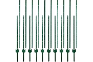 Thealyn Fence Posts 7 FT / 213 CM, Pack of 10 - for USE 6 or 5 FT Wire Fence Mesh, Metal Post with U-Channel, Steel Poles U Post for Garden Wire Mesh Poles for Chicken Wire Mesh