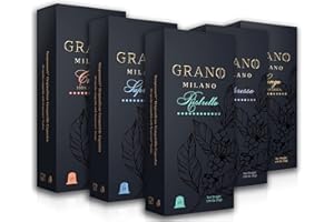 Grano Milano Variety Pack 50 Coffee Pods Compatible with Nespresso Original line - Medium & Dark Roast Espresso Coffee Capsules - Made in Italy