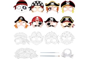 Landifor 24pz Kit Maschere Pirati da Colorare Maschere da Colorare per Bambini Maschera Pirata per Bambini Cosplay Bambini Adulti Mascherata-per Feste Regalo Colorare Creativi Travestimenti