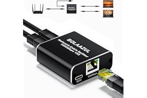 Divisor Ethernet CAT 6 de 1 a 2 1000 Mbps, divisor de red BolAAzuL Gigabit RJ45 (1 en 2 salidas) de alta velocidad 1x2 con cable de alimentación USB de 2 pies, para Cat5/5e/6/7/8, 2 dispositivos de