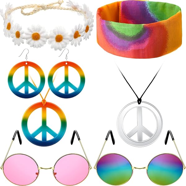 NET TOYS Hippie Stirnband Mit Federn | Flower Power Haarschmuck, 70er Jahre Style – Unisex, Einheitsgröße