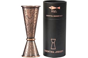 SKY FISH Jigger da Cocktail in Acciaio Inox | Doppio Misurino di Alcolici in Stile Giapponese in Rilievo 3D con Indicazioni di 1 oz/2 oz | Rame Antico | Lavaggio Mano.