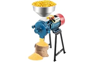 LOYALTYCLIVIA Moulin à céréales électrique, 2200 W, moulin à grains 1400 tr/min, haute efficacité abrasif avec entonnoir, pour céréales, maïs, paille, nourriture