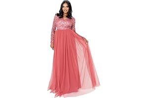 Maya Deluxe Damskie sukienki na wesele dla gości weselnych w szpic z wysokim empire talią maxi, długa długość, wieczorne sukienki dla nowożeńców, sukienki damskie