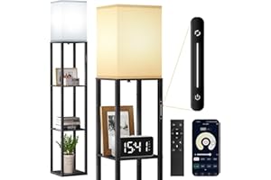 OUTON (Ulepszona lampa podłogowa z półkami, sterowanie dotykowe i pilot, ściemniana i regulowana temperatura barwowa 3000K-6000K, timer 1H, kolumnowa lampa podłogowa LED, lampy stojące do salonu