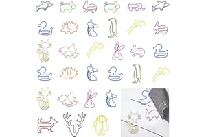 FOZUANEI 30 Pcs Color Paper Clips Set, Creative Metal Clips Paper Clips, Colorful Animal Paper Clips, Paper Clips for Memo, Photo, Gifts, Office, Book, Paper Poster