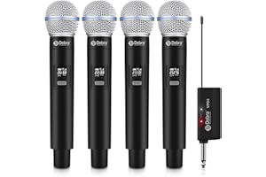D DEBRA Debra microfono senza fili, microfono dinamico senza fili con ricevitore ricaricabile per karaoke, amplificatore mixer sistema PA, matrimonio, DJ, festa, discorso, chiesa, 60 m