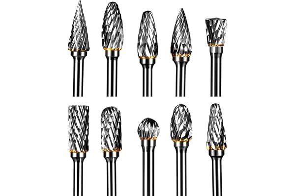 3 mm Shank Tungsten Carbide Burr Rotary File Drill Bits Cutter - 10Pieces, Round