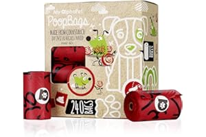 MY ALPHAPET Compostable Dog Poop Bags, Cornstarch Eco-Friendly, Home Compost NF T 51-800, 120 Count, Large Size Bag 9x13 Inches, 8 Unscented Refill Rolls, Leak-Proof, Plantbased, GM-Free Corn