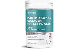 Bovine Collagen Powder 500g | 50 Servings | Highly Bioavailable Hydrolyzed Collagen Supplements for Women | Bovine Pure Peptides Powder High Strength Supplements for Women & Men | VitaBright