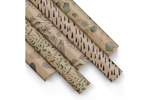 PAW DECOR COLLECTION PAW - Papel de regalo 200x70cm - 5 rollos | Mezcla de 5 diseños | Elegante Papel Para Envolver Regalos para Cumpleaños, Bodas, Baby Showers, Fiestas y Regalos - Cuidamos la naturaleza