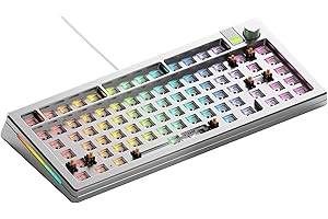 Glorious Gaming GMMK 3 PRO Barebones: klawiatura z gałką, spersonalizowana aluminiowa obudowa, system uszczelek, klawiatura 75% hot swap, pianka dźwiękochłonna, aluminiowy czytnik, ANSI - Srebrna