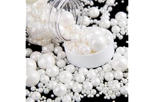 Lukinuo Essbare weiße Perlen Zucker Streusel 130g/ 4.6oz Süßigkeiten Mixing Backen Dessert Kuchen Streusel für Cupcake Toppers Cookie Dekorieren Eis Feiern Valentinstag Halloween Weihnachten Zubehör