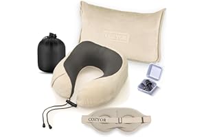 Cozyor Reiseset 4-teilig: Nackenkissen + Schlafmaske + Reisekissen & Reisedecke 2 in 1 + Ohrstöpsel