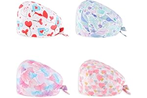 LIAOPUFUS 4 PCS Set Chapeaux de Travail Elastic Réglable Imprimé Coton Bonnet Chapeaux Turban Unisex Cotton avec Bandeau Absorbant