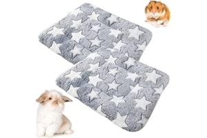 Barley Ears 2 Piezas Ropa de Cama de Felpa para Animales Pequeños, Mantas de Felpa de Invierno para Gatitos, Conejos, Chinchillas, Ardillas y Cobayas (Gris: 34 x 28 cm)