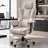 WXJHL Executive Office Chair, High Back in PU Leather Swivel with Footrest, Ergonomic Reclining Design with Lumbar Support an