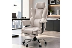 WXJHL Kontorsstol För Chefer,Högt Ryggstöd I PU-Läder Svängbar Med Fotstöd,Ergonomisk Recliner Design Med Svankstöd Och Juste
