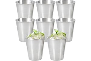 saijer Bicchierini da Shot in Acciaio Inox,8 Pezzi Bicchieri da Liquore Mini Bicchierini Bicchieri in Metallo Immergendo Tazze di Salsa Tazza di Alcolici per la Casa Impilabili per Campeggio (70ml)