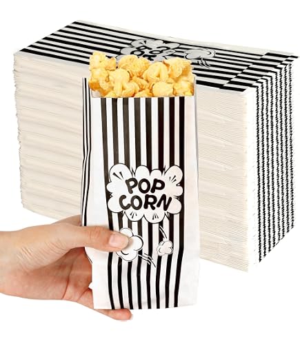 20er-Set Popcorn-Tüten Rot-weiß Gestreift – 19,8x9,6x7 Cm, Aus Stabiler Pappe, Für Partys & Filmabende