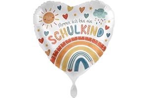 balloha Folienballon Schulkind Regenbogen (33 cm) - Deko Luftballon. Schulkind 2024, Erster Schultag, Schulstart Mädchen Jungen, Schuleinführung