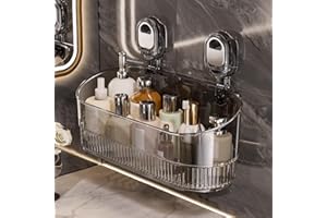 FONDUO Duschablage Ohne Bohren, Bad Regal Hängend, Badezimmer Organizer, Wandregal, Aufbewahrungsregal, Duschregal Ohne Bohren, Badregal, Badezimmer Zubehör für Shampoo und Duschgel (Grau)