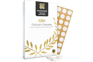 Healthspan Elite Calcium Complex 1,200mg | 120 Tablets | All Blacks Official Partner | Added Vitamin D3 and Vitamin K1 | Bone Health | Vanilla Chewable Tablets | Informed Sport Accredited | Vegetarian