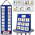 PATPAT® Flash Cards for Kids Visual Schedule Calendar Chart, 2 in 1 Foldable Autism Daily Chore Routine Chart with 96 Cards Montessori Learning Toys for 3+ Year Old Kids Wall Planner for Home School