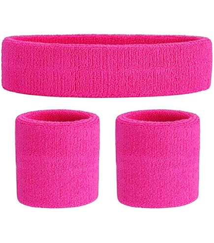 6 Pezzi Fascia E Polsini Sportivi Neon Anni '80 – Cotone Assorbente Per Fitness, Party Vintage E Carnevale