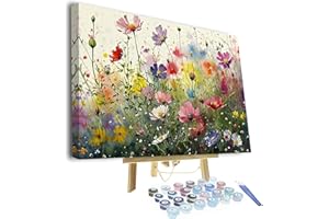 TISHIRON DIY Painting by Numbers Kits Ink Style Flower Oil Painting for Kids Paint by Number for Adults Beginner Canvas Arts Crafts for Home Decor 16 x 20 inch(with Frame)