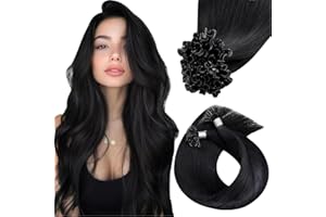 ‎HETTO Hetto Schwarz Bonding Extensions Echthaar 45cm 50g Bondings Echte Haare Extensions Natürlich Utip Extensions Echthaar Glatt Haare Hot Fusion Schwarz #1