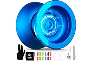 SHUNGRU Dual Purpose Yoyo N11 Splash Blue, Professional Unresponsive Yo-Yo for Kids/Adults, Metal Yo yo Alloy Aluminum YoYo Ball with Responsive Yo Yo Bearing +Bag, Glove, 12 Strings, Bearing Tools